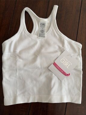 Athleta Girl White Ribbed Rise Above Cami with built in bra